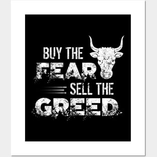 Vintage Buy The Fear Sell The Greed Investing Posters and Art